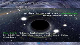 (14)
EINSTEIN’S PREDCTION ANDCOINAGE OF TERM…………
………………………….“BLACK HOLE”……………………………….
 