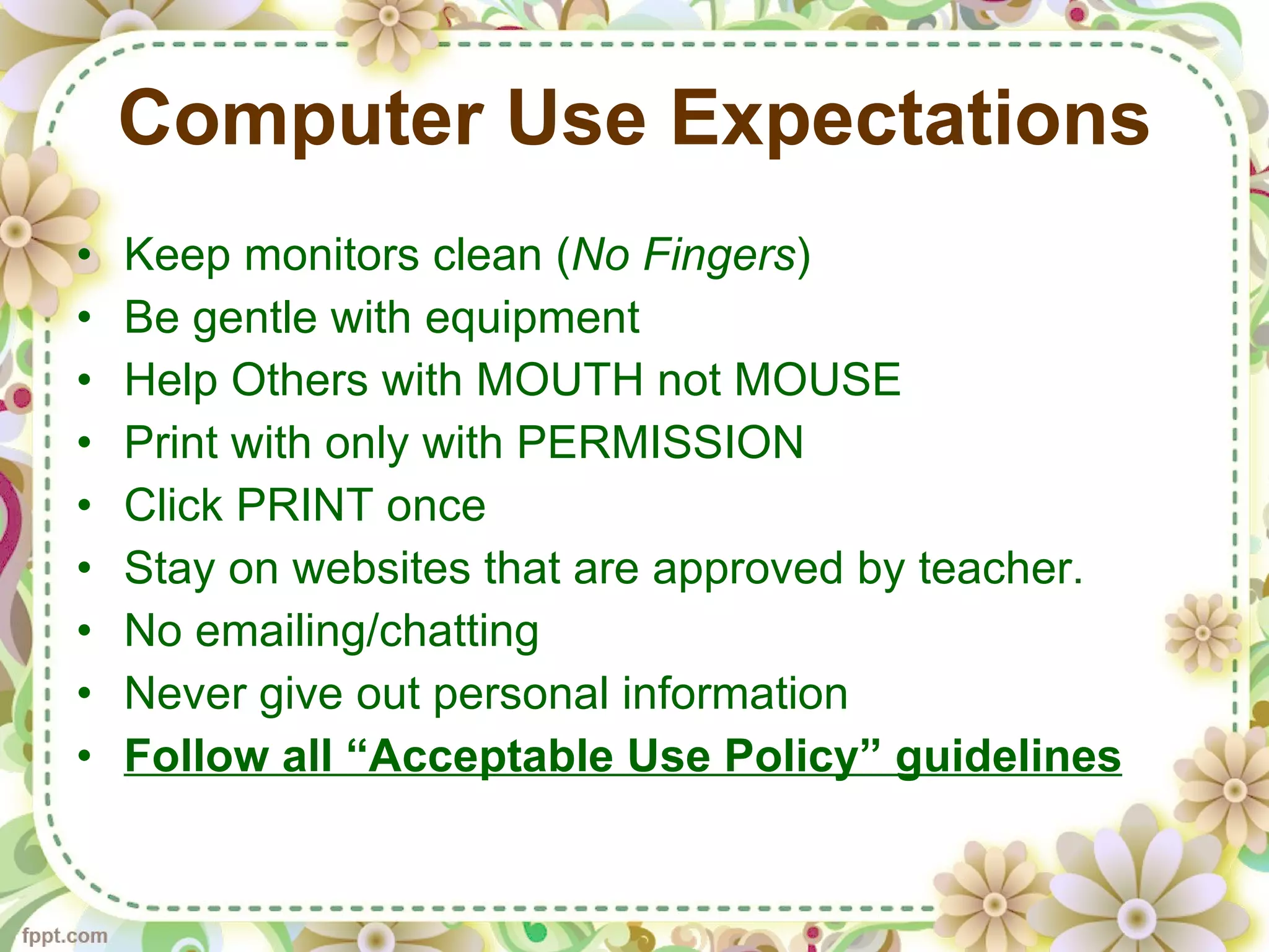 Computer Labs Rules and Procedures | PPT