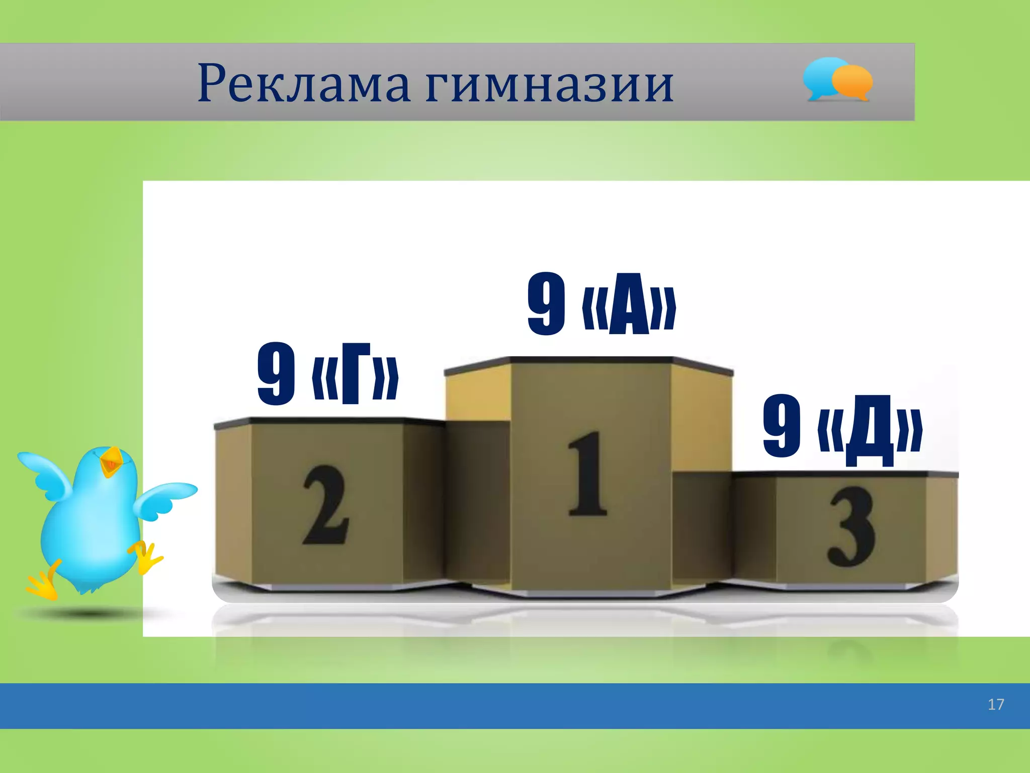 Реклама гимназии
17
9 «Г»
9 «А»
9 «Д»
 