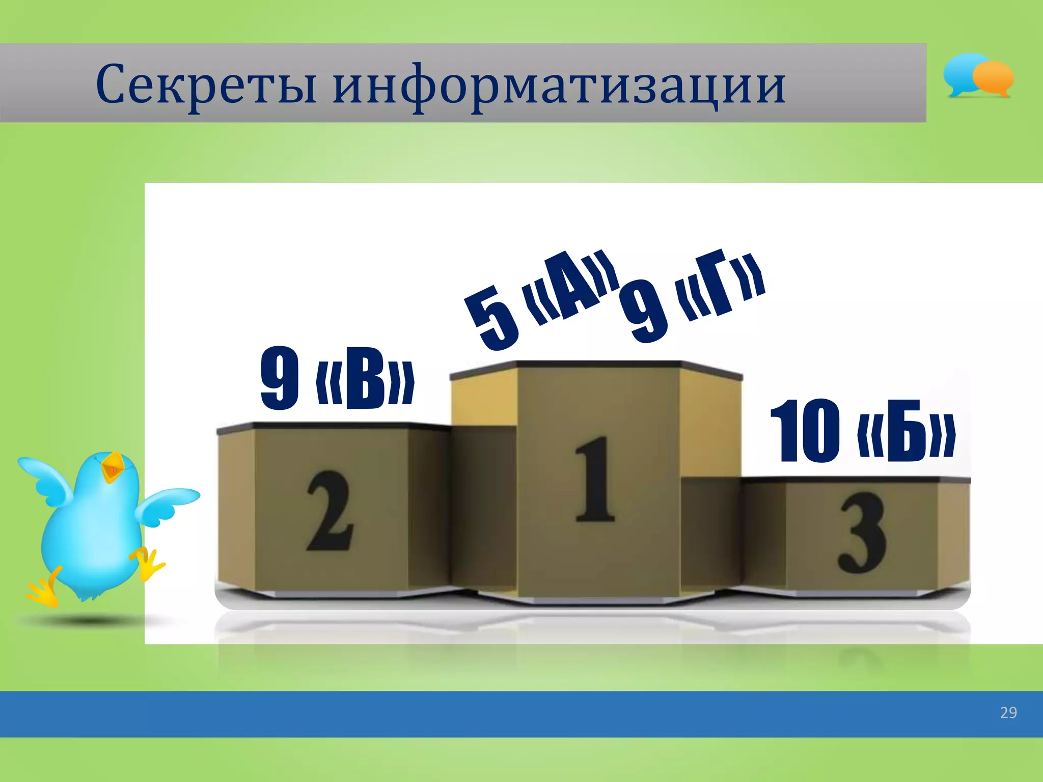Секреты информатизации
29
9 «В»
10 «Б»
 