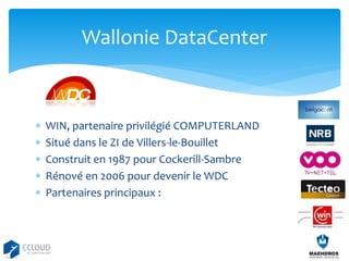 Wallonie DataCenter







WIN, partenaire privilégié COMPUTERLAND
Situé dans le ZI de Villers-le-Bouillet
Construit en 1987 pour Cockerill-Sambre
Rénové en 2006 pour devenir le WDC
Partenaires principaux :

 