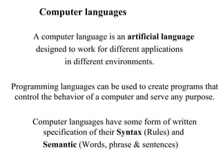 Computer languages 11 | PPT