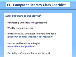 Computer literacy for ESL students | PPT