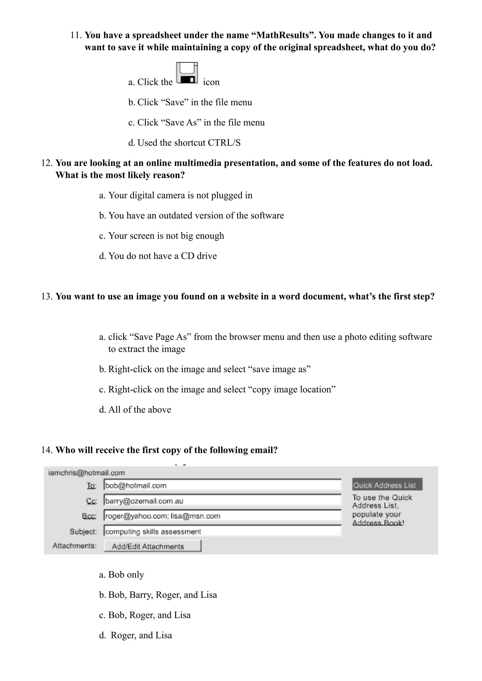 Computer Literacy Test Pdf