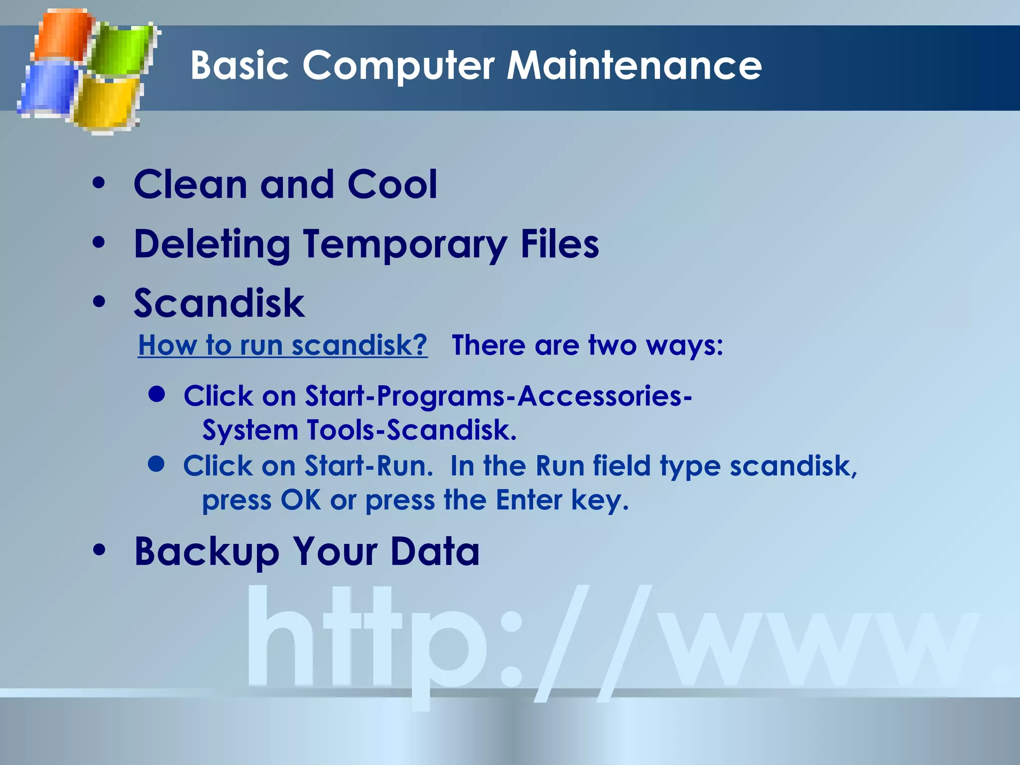 Computer maintenance | PPT | Internet for Beginners | Internet