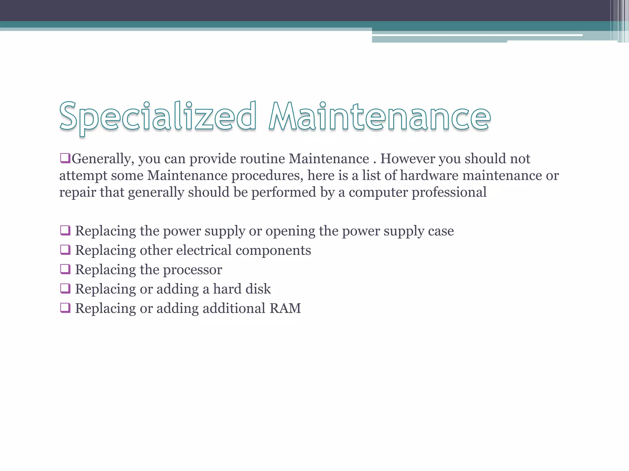 Computer maintenance lesson 4 | PPT