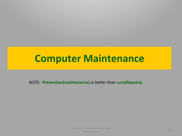 Computer Maintenance Presentation.pptx | Data Storage and Warehousing ...