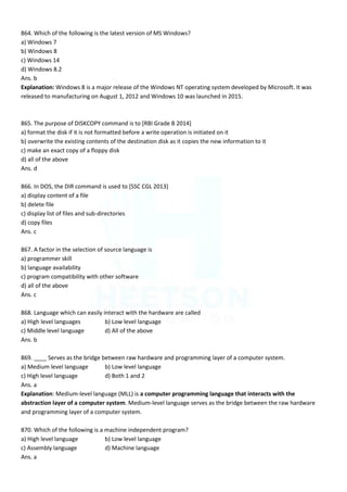Computer MCQ Question Bank in English for all Competitive Exams ...