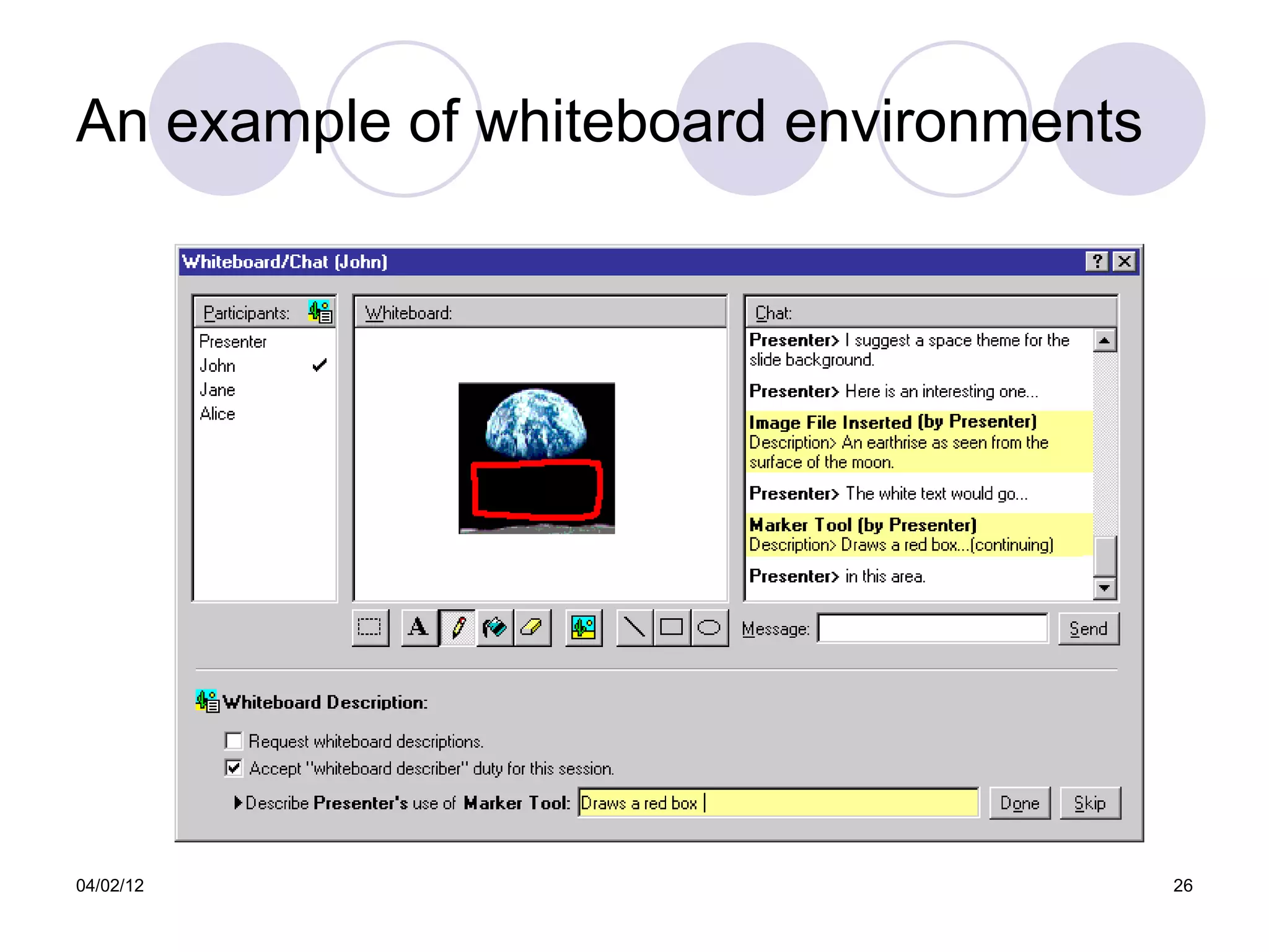 An example of whiteboard environments




04/02/12                                26
 