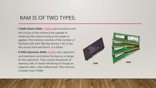Computer Memory.pptx with its types and storage | PPT