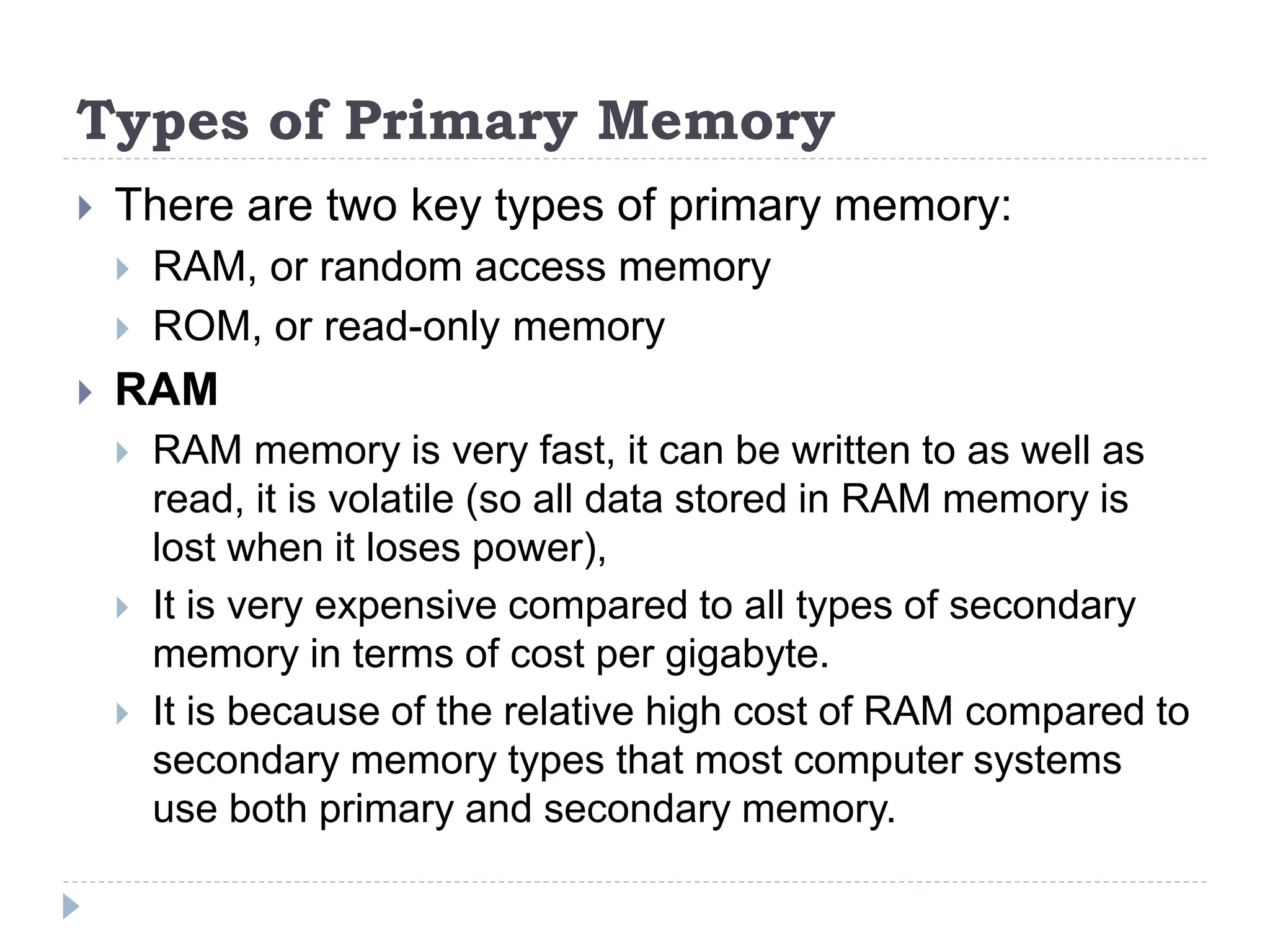 Computer Memory types and explanation with example | PPT