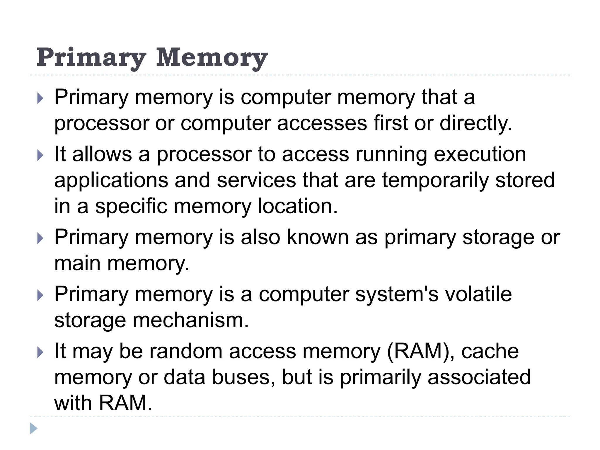 Computer Memory types and explanation with example | PPT