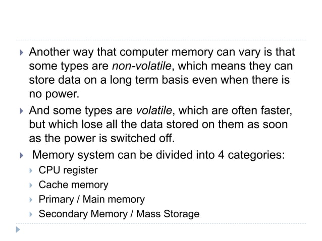 Computer Memory types and explanation with example | PPT