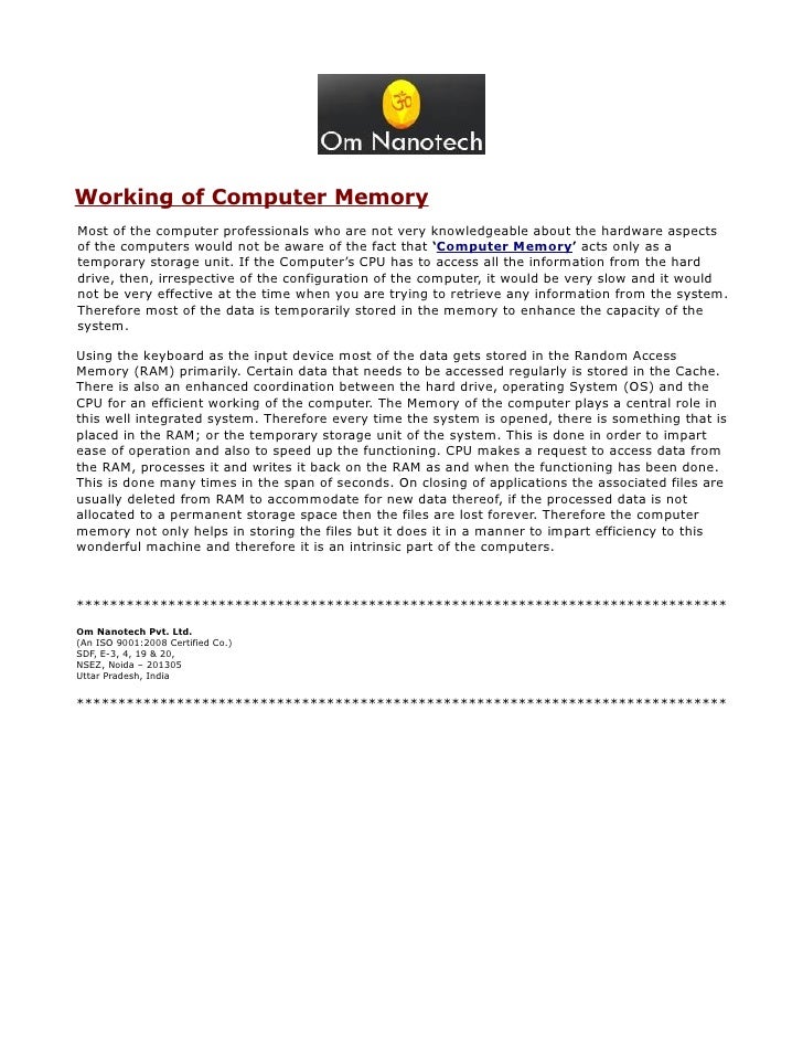 How Computer Memory Works How computer memory works
