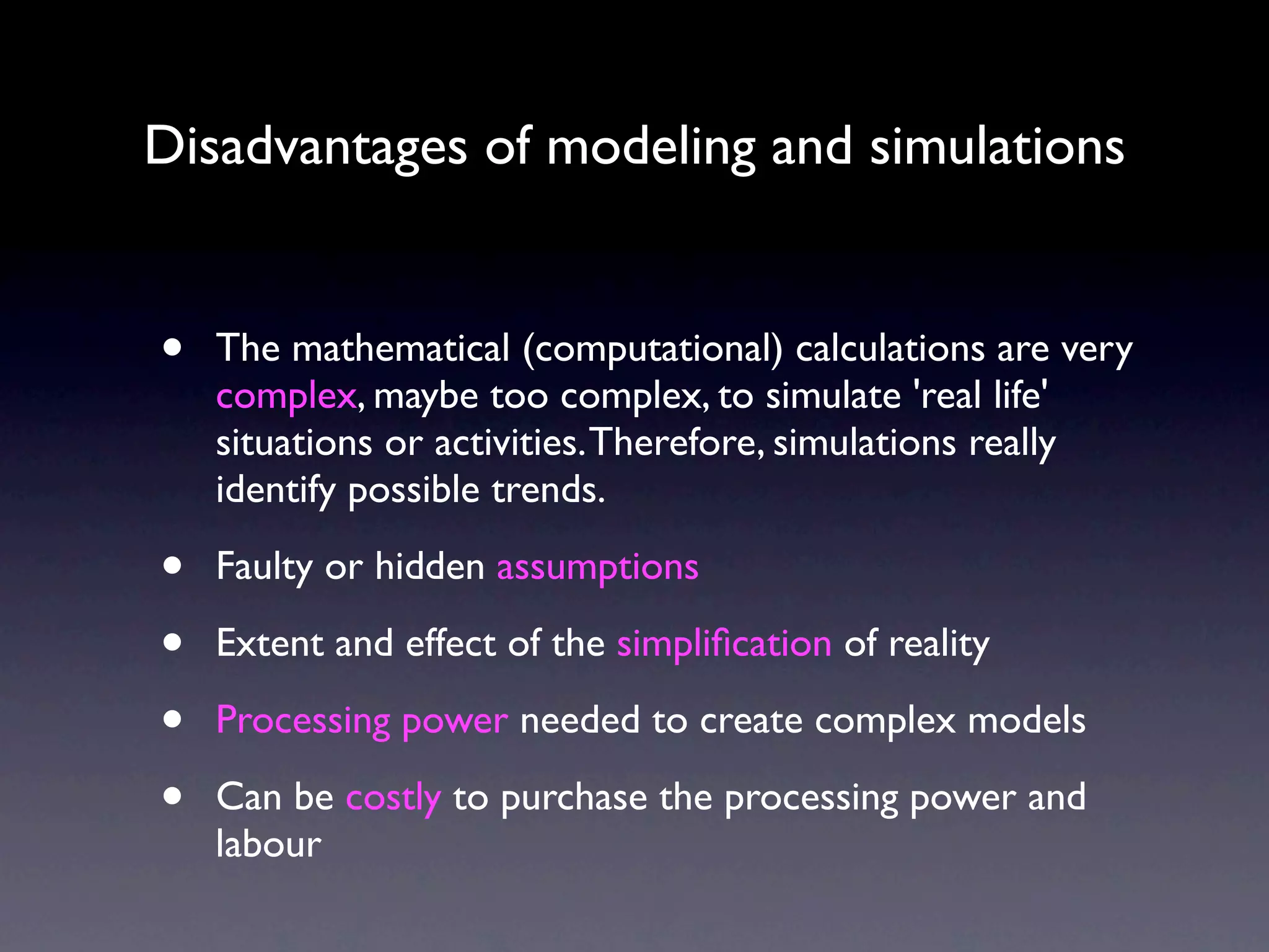 Computer modelling and simulations | KEY