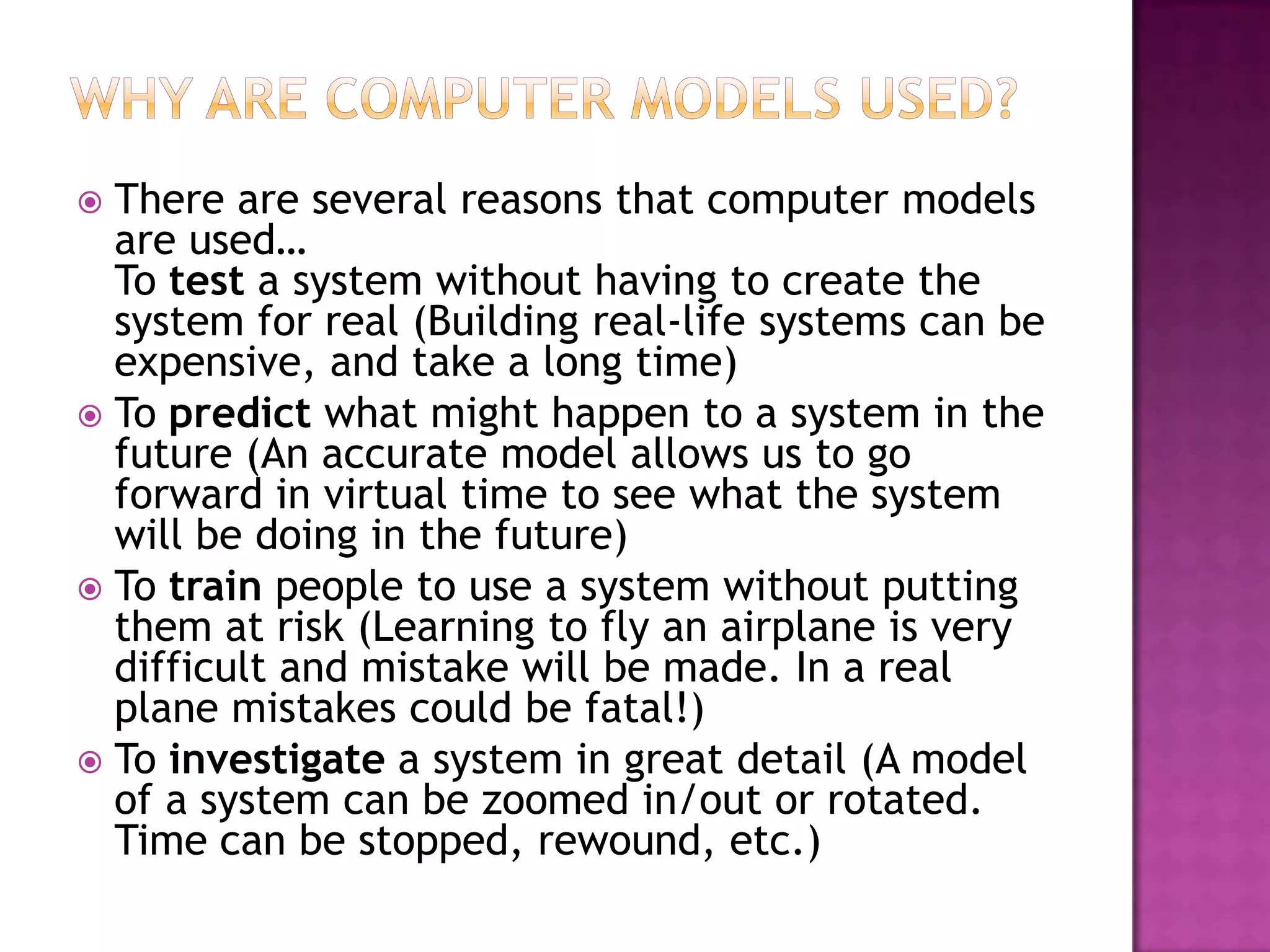 Computer models and simulations | PPTX