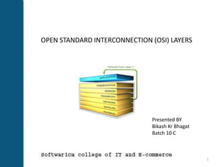 OPEN STANDARD INTERCONNECTION (OSI) LAYERS
Presented BY
Bikash Kr Bhagat
Batch 10 C
1
 