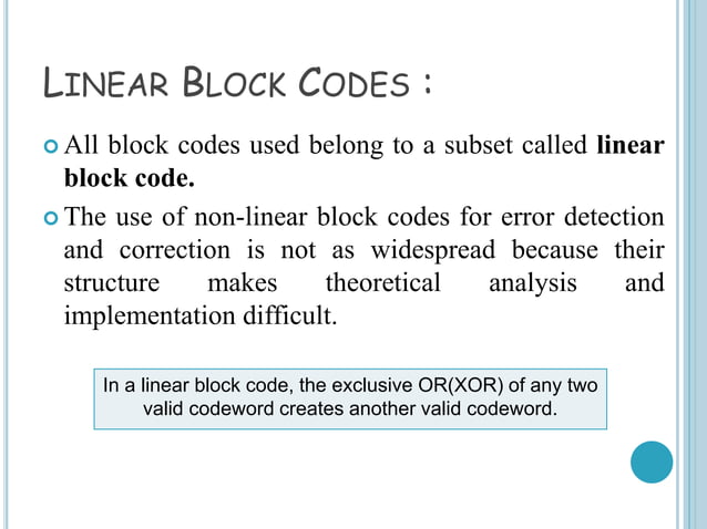 Linear Block Codes Ppt Linear Block Codes Ppt
