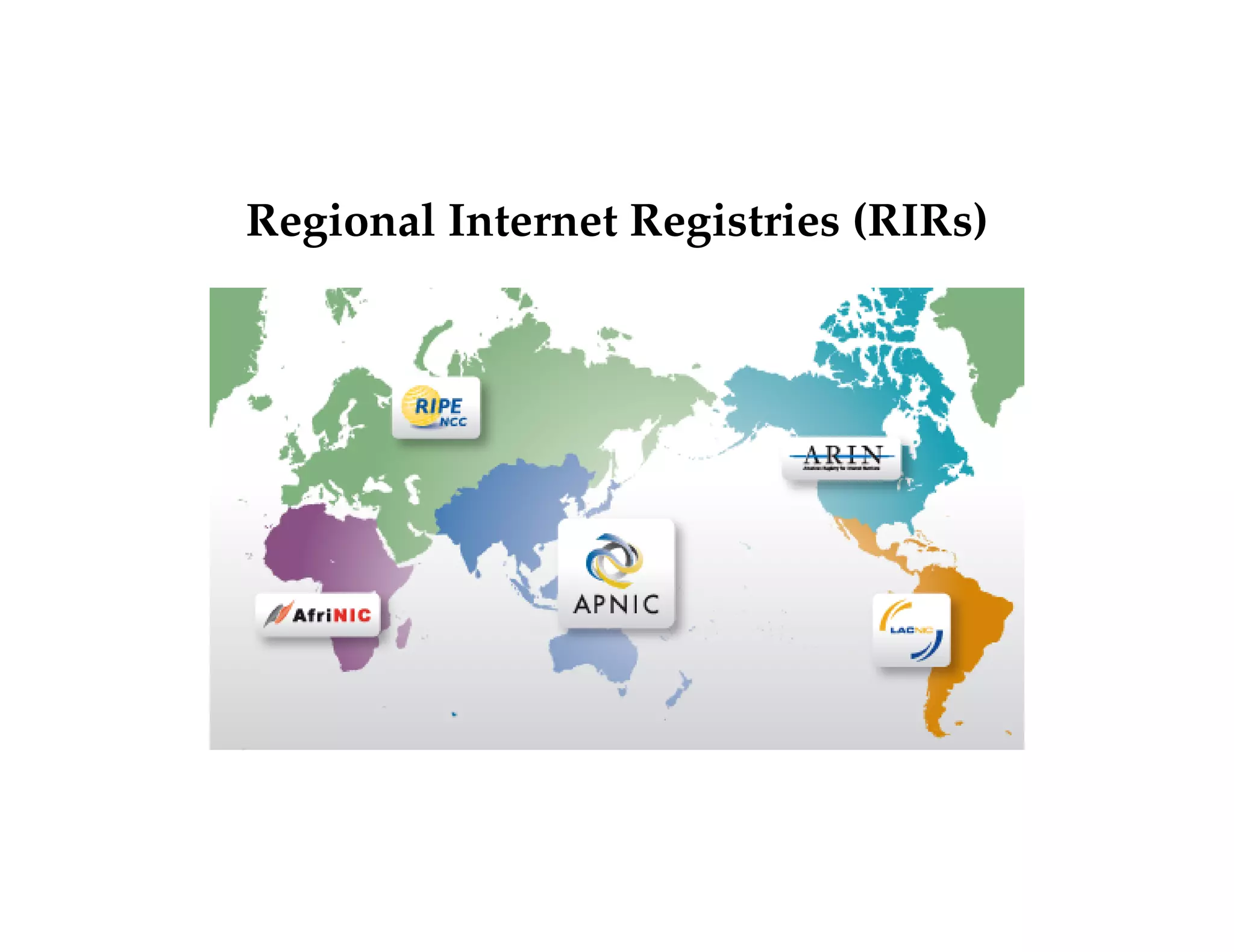 Regional Internet Registries (RIRs) 
 
