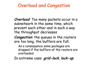 Overload and Congestion
Overload: Too many packets occur in a
subnetwork in the same time, which
prevent each other and in...