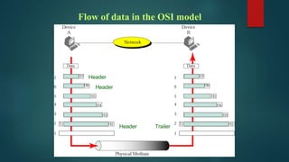 Flow of data in the OSI model
Header
Header
Header
Trailer
 