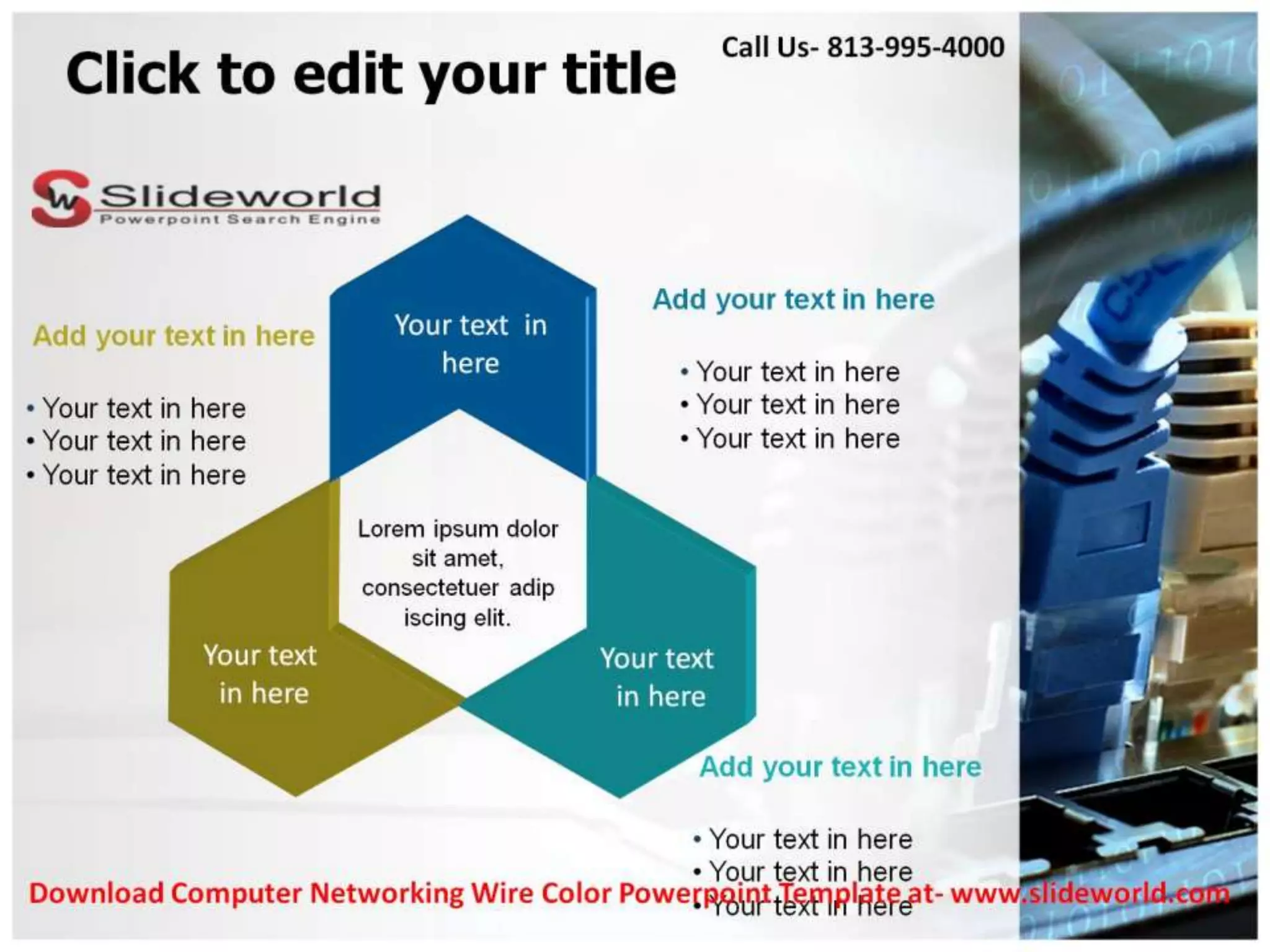 Computer networking wire color powerpoint templates | PPT