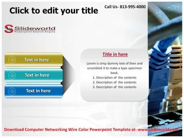 Computer networking wire color powerpoint templates | PPT