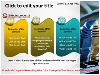 Computer networking wire color powerpoint templates | PPT