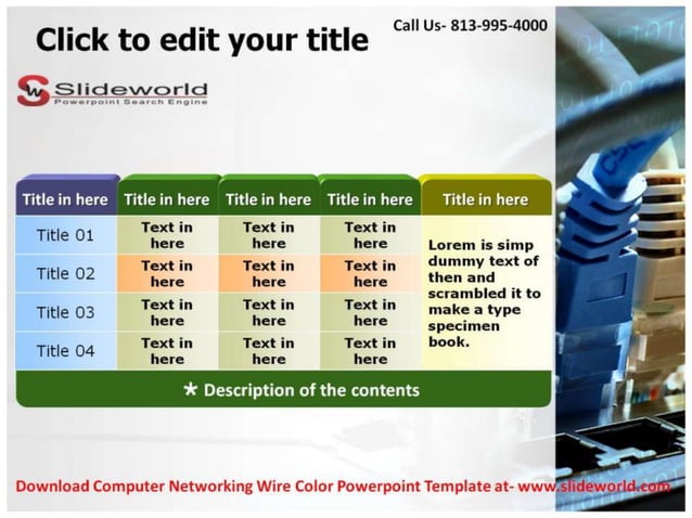 Computer networking wire color powerpoint templates | PPT