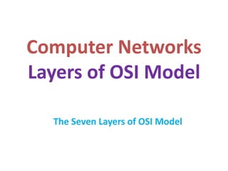 Computer Networks
Layers of OSI Model
The Seven Layers of OSI Model
 