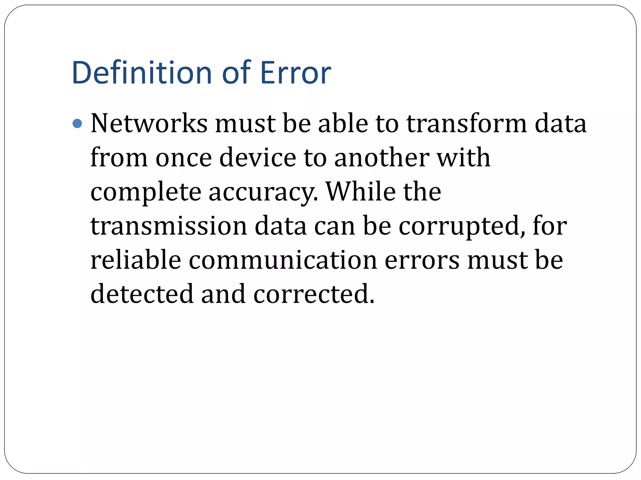 Computer Networks - Error Detection & Error Correction | PPTX ...