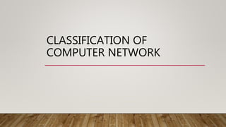 CLASSIFICATION OF
COMPUTER NETWORK
 