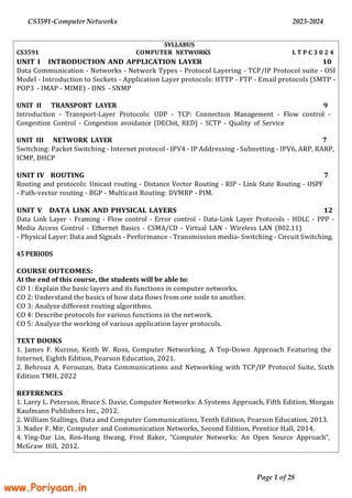 Computer Networks - CS3591 - Question Bank and Important 2 Marks ...