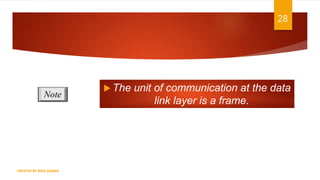 28
 The unit of communication at the data
link layer is a frame.
Note
CREATED BY RIDA ZAMAN
 