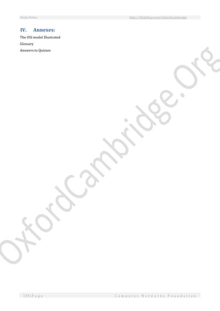 Study Notes http://SlideShare.net/OxfordCambridge
139 | P a g e C o m p u t e r N e t w o r k s F o u n d a t i o n
IV. Annexes:
The OSI model Illustrated
Glossary
Answers to Quizzes
 
