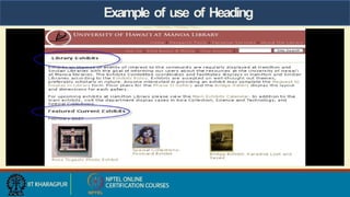 Example of use of Heading
 