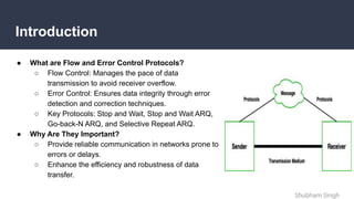 Flow and Error Control Protocols SnW, SnW ARQ, Goback-N ARQ, Selective ...