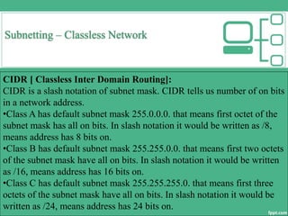 Subnet Mask Classless NAT and Subnetting | PPTX