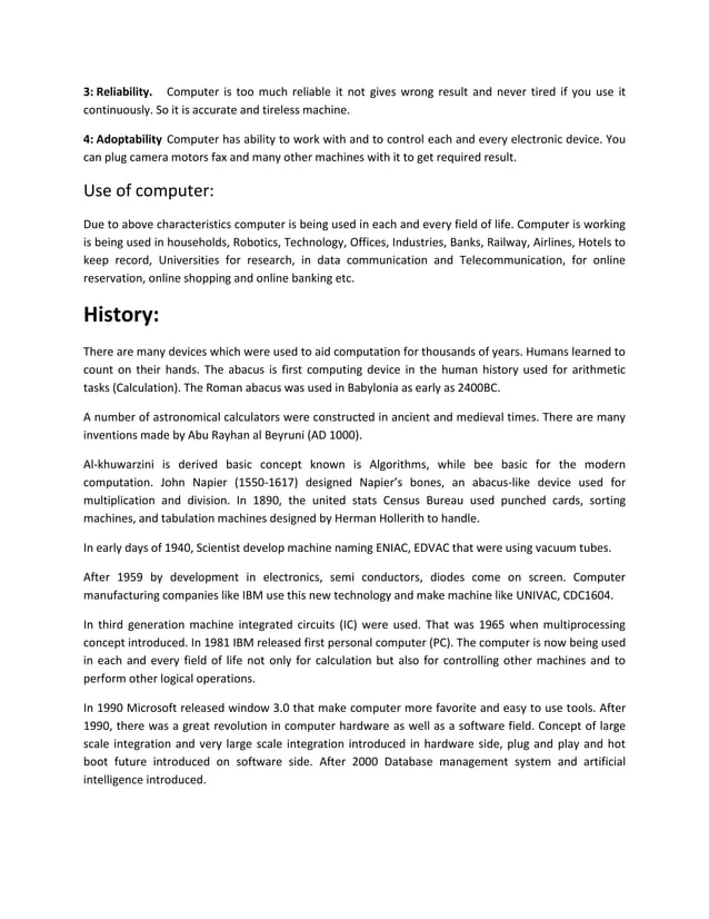 Basic Computer Computer notes | DOCX