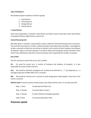 Basic Computer Computer notes | DOCX