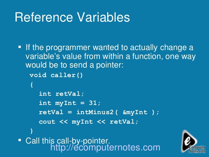 Computer notes - Reference Variables