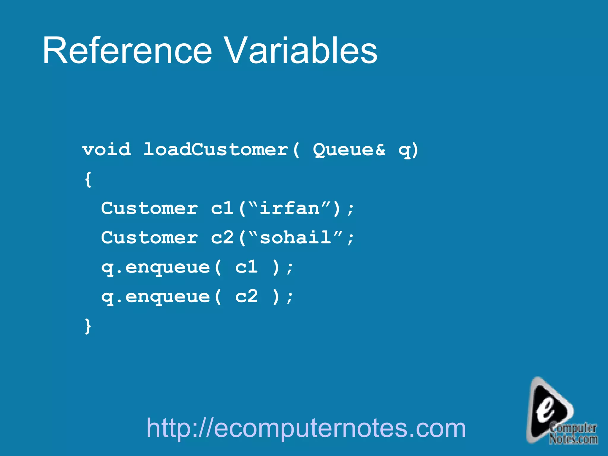 Computer notes - Reference Variables –II | PPT