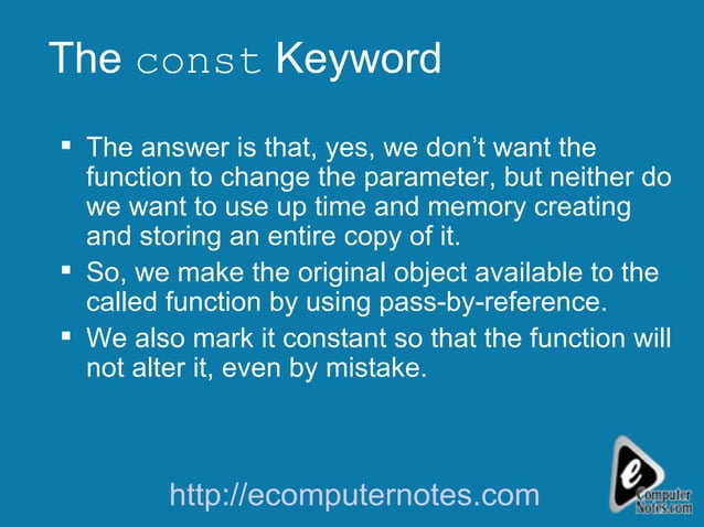 Computer notes - The const Keyword | PPT | Programming Languages ...