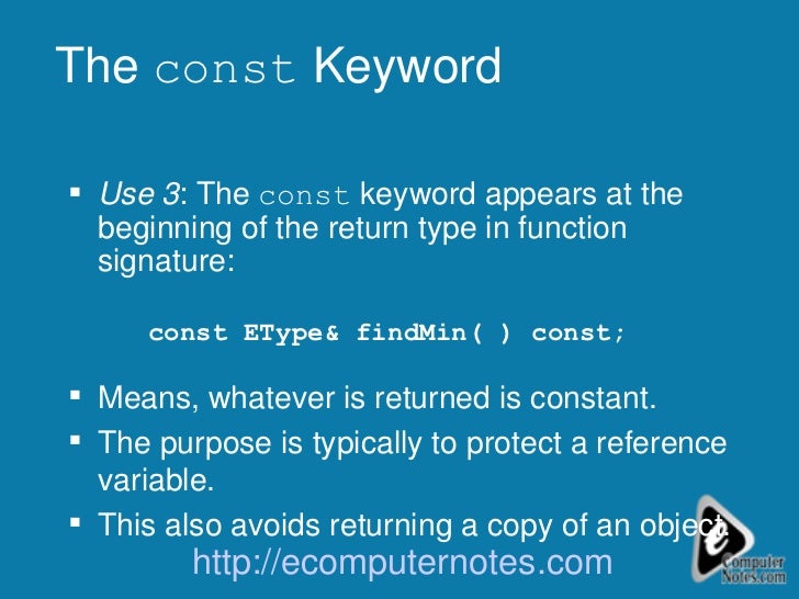 Computer notes - The const Keyword