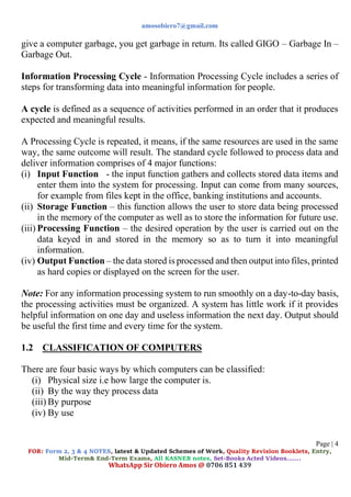 computer studies complete notes form 1. pdf | PDF