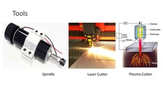 Tools
Spindle Plasma CutterLaser Cutter
 