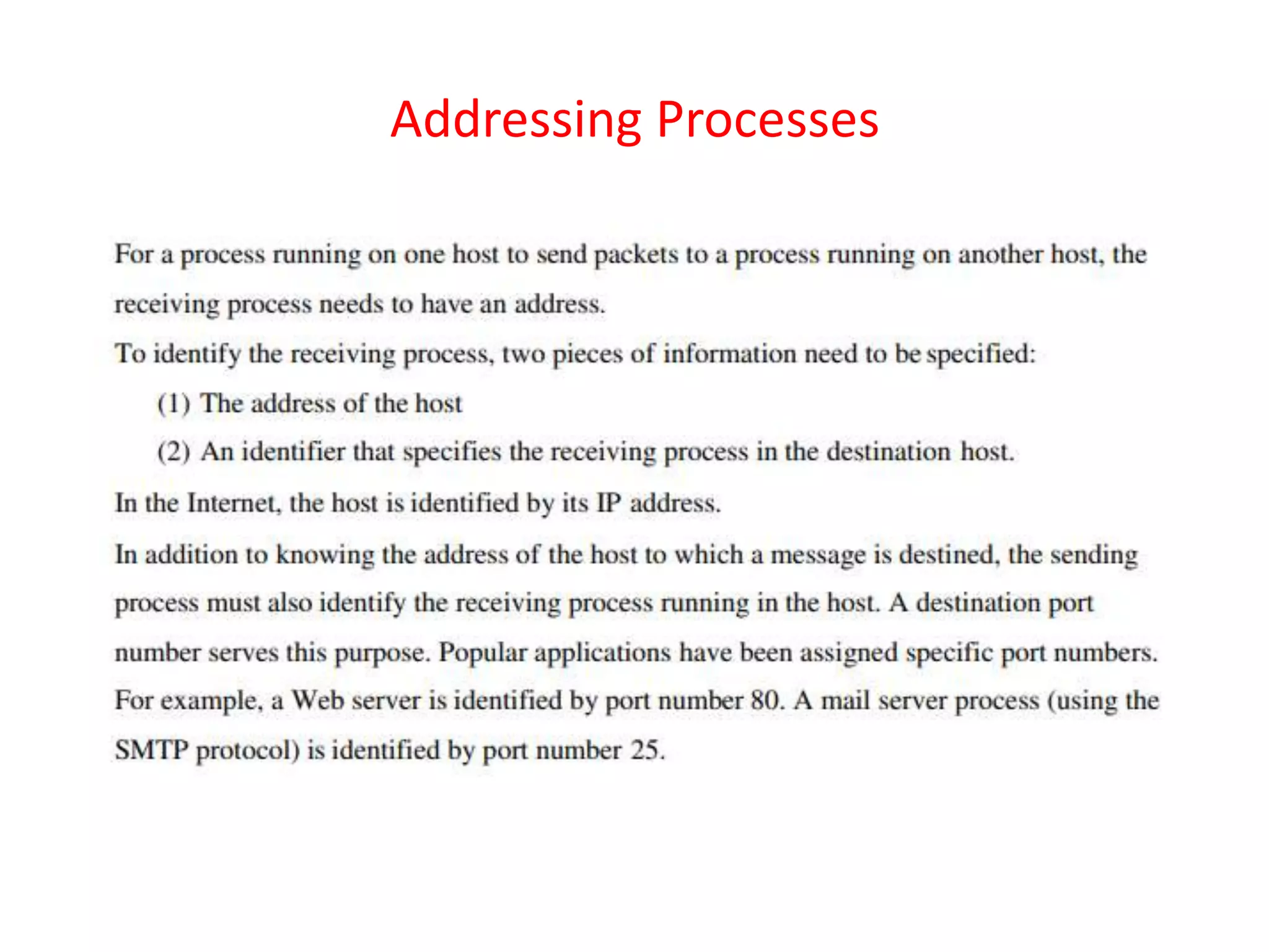 Addressing Processes
 