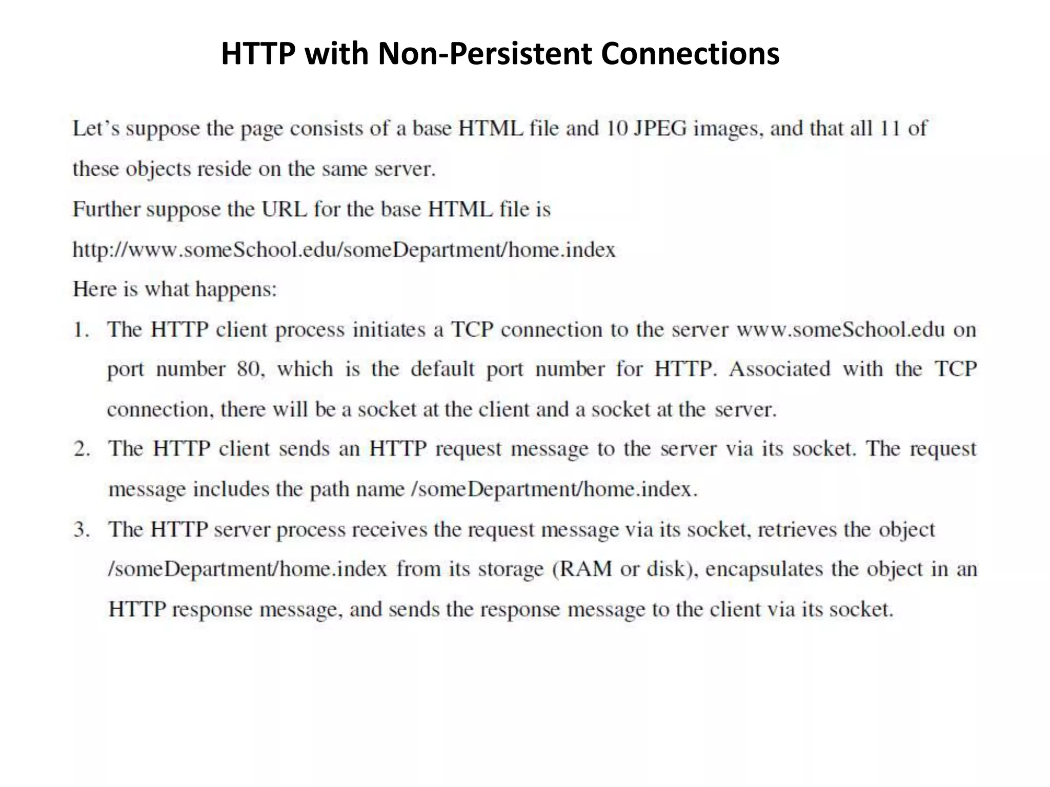 HTTP with Non-Persistent Connections
 