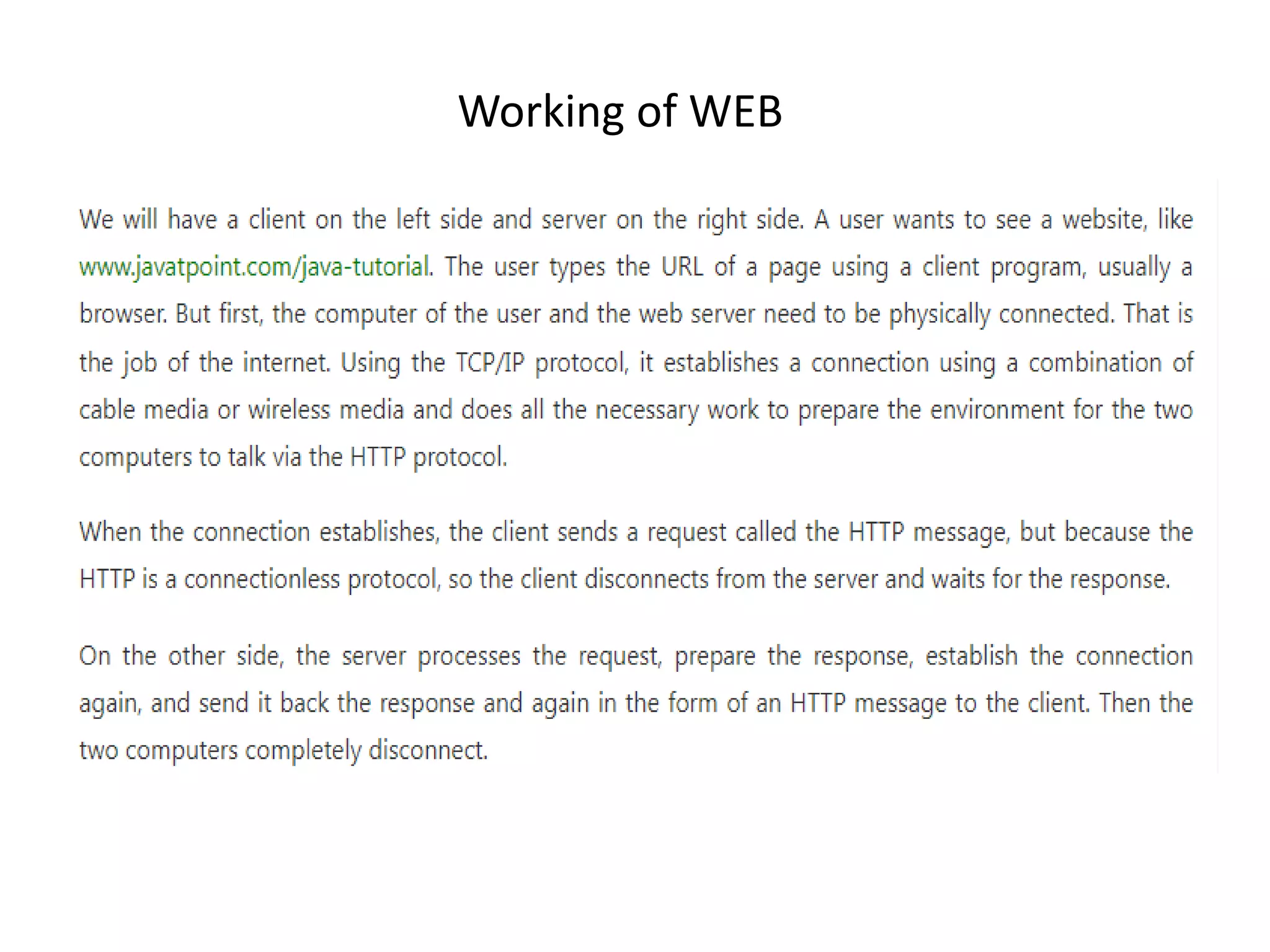 Working of WEB
 