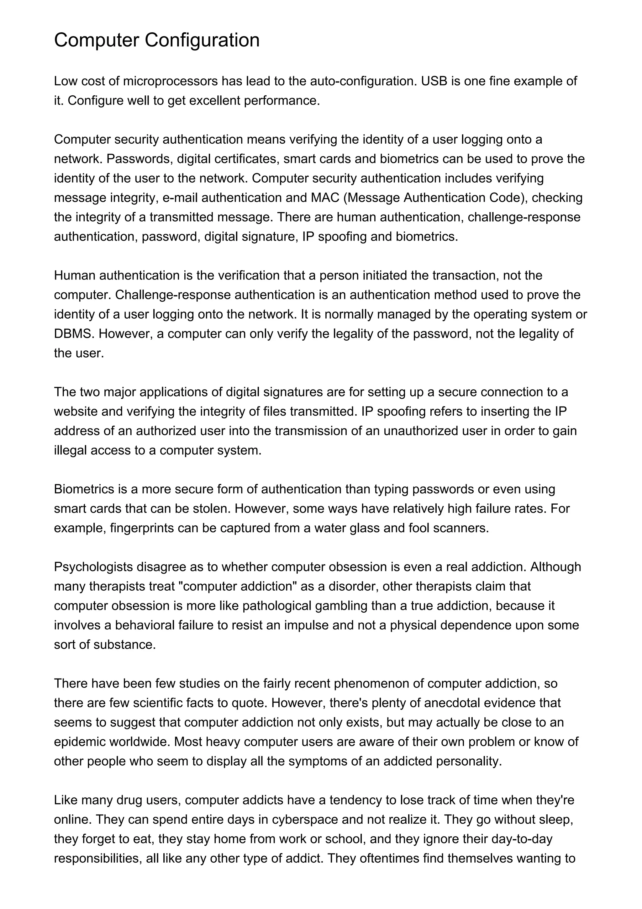 Computer Configuration | PDF